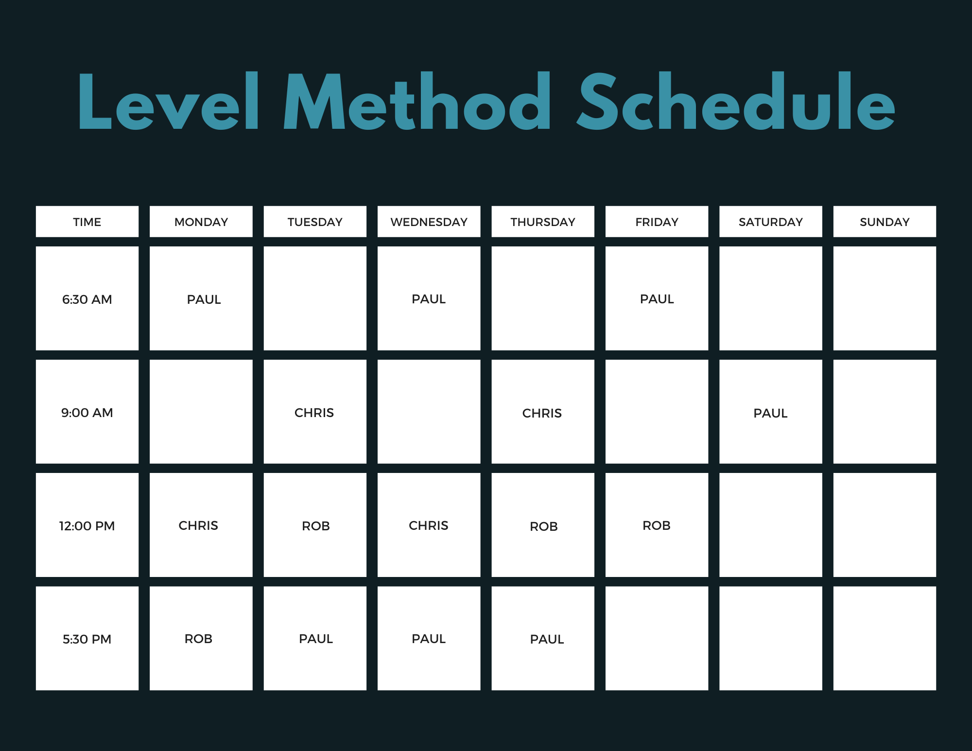 Level Method Schedule
